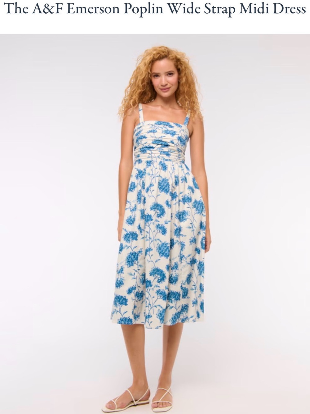 Abercrombie & Fitch Blue Floral Strap Midi Dress